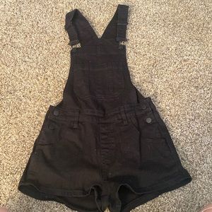 Black overall shorts